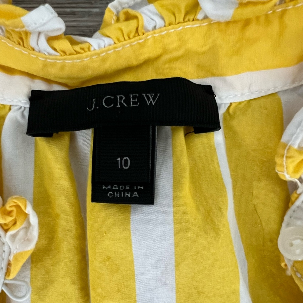 J. Crew Yellow Striped Cotton Popover 10 - Picture 4 of 7